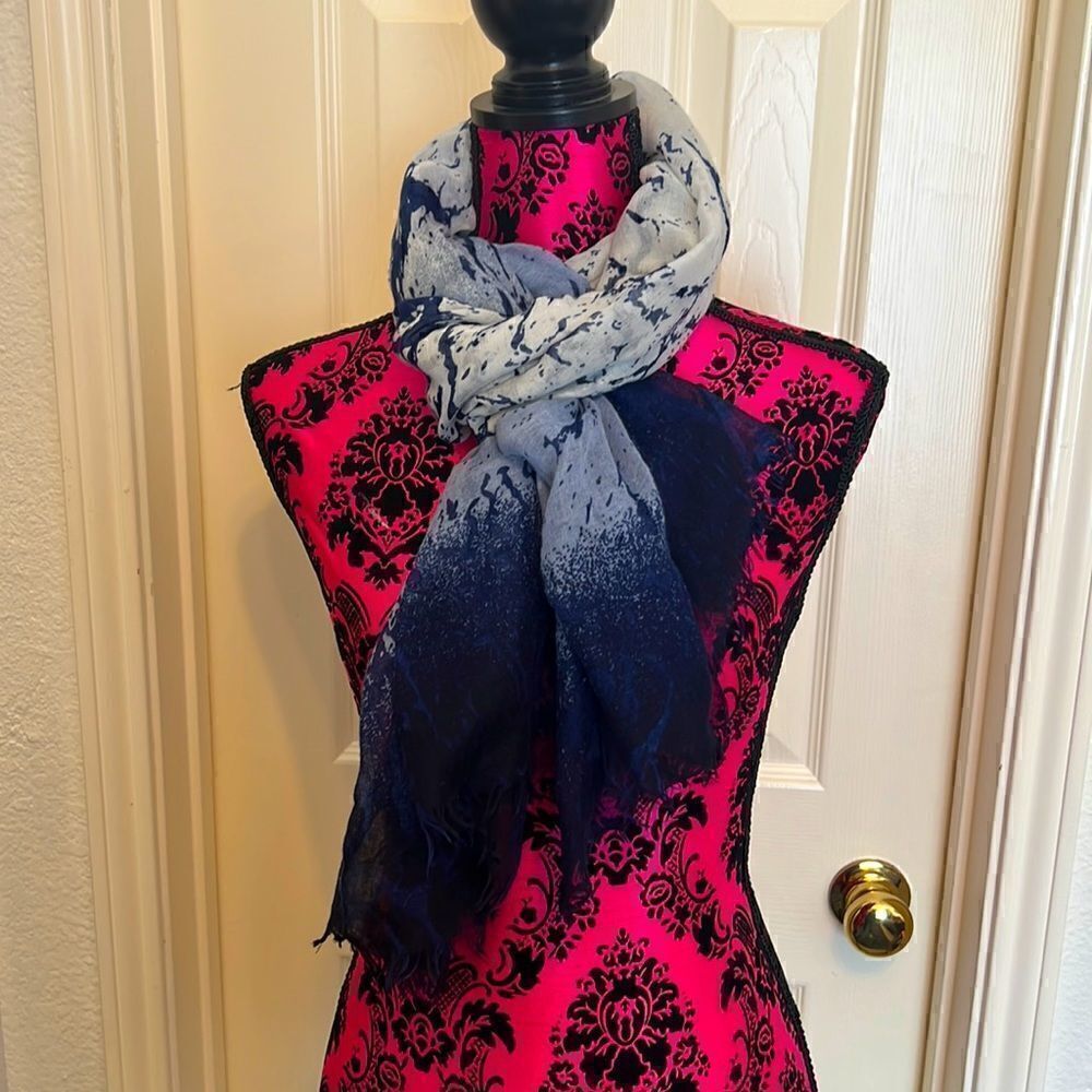 Lovely Blue Ombre and White Scarf/Wrap